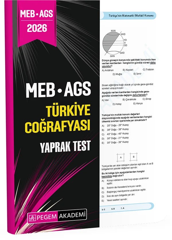 2026 MEB AGS Türkiye Coğrafyası Yaprak Test – Değerli Adaylar Testlerimizdeki – Pegem Akademi Yayıncılık kitap kapağı