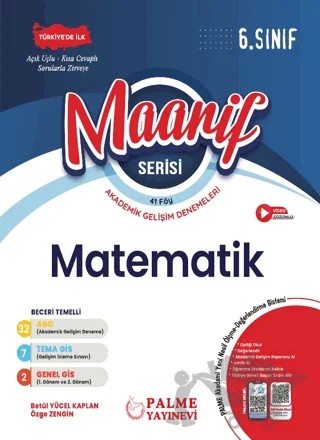 6. Sınıf Maarif Serisi Matematik Haftalık Deneme (41 Föy) – Betül Yücel Kaplan, Özge Zengin – Palme Yayınları kitap kapağı