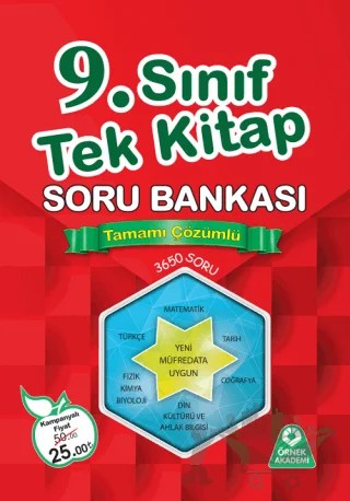9. Sınıf Tek Kitap Tamamı Çözümlü Soru Bankası – Kolektif – Örnek Akademi kitap kapağı