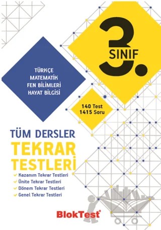 3. Sınıf Tüm Dersler Tekrar Testleri – Kolektif – Tudem Yayınları - Bayilik kitap kapağı