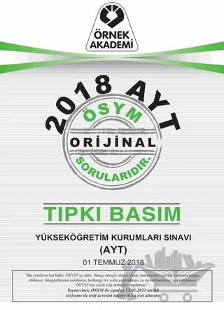 2018 AYT ÖSYM Orijinal Soruları Tıpkı Basım – Kolektif – Örnek Akademi kitap kapağı