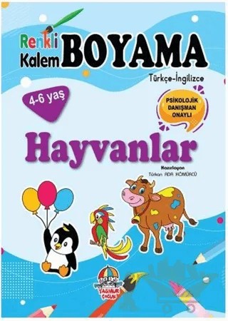 Renkli Kalem Boyama / Hayvanlar – Türkan Ada Kömürcü – Yağmur Çocuk kitap kapağı