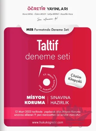 Taltif Misyon Koruma Sınavına Hazırlık Deneme Seti – Murat Aksel, Özlem Aksoy, Safiye Birinci, Muzaffer Hoca – Öğretir Yayınları kitap kapağı