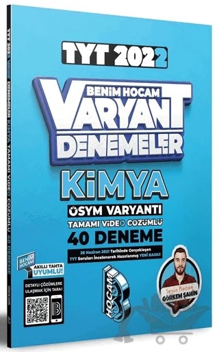 TYT Kimya Tamamı Video Çözümlü 40 Deneme Sınavı – Görkem Şahin – Benim Hocam Yayınları kitap kapağı