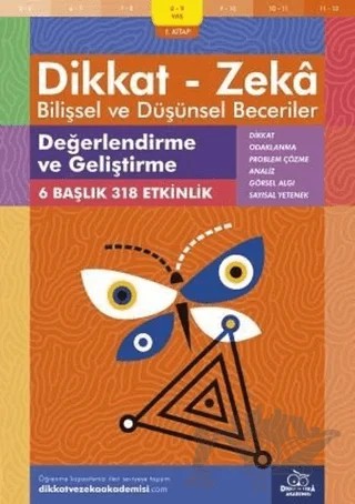 8-9 Yaş Dikkat - Zeka Bilişsel ve Düşünsel Beceriler 1.Kitap - Değerlendirme ve Geliştirme – Andrew Baines – Dikkat ve Zeka Akademisi Yayınları kitap kapağı