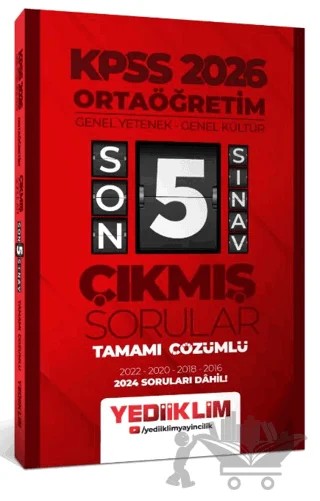 2026 Ortaöğretim Genel Yetenek - Genel Kültür Tamamı Çözümlü Son 5 Sınav Çıkmış Sorular (2024 Soruları Dahil) – Kollektif – Yediiklim Yayınları kitap kapağı
