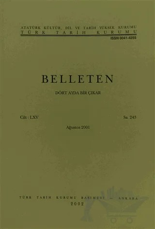 Belleten Sayı: 243 Cilt: 65 – Türk Tarih Kurumu Yayınları kitap kapağı