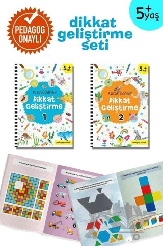 Dahiler Dikkat Geliştirme Seti (2 Kitap Takım) 5+ Yaş (Pedagog Onaylı) – Kolektif – İndigo Çocuk kitap kapağı