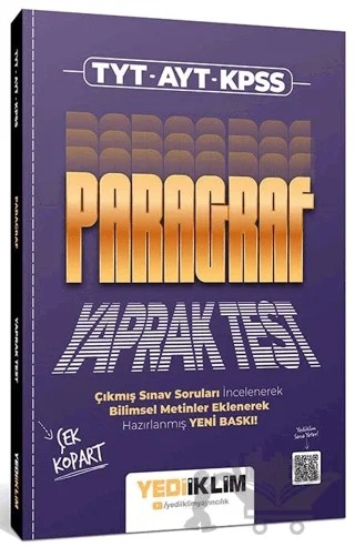TYT AYT KPSS Paragraf Çek Kopart Yaprak Test – Kolektif – Yediiklim Yayınları kitap kapağı