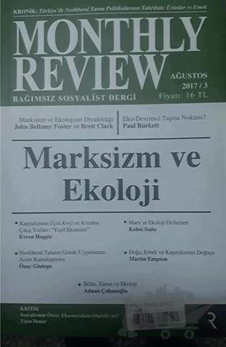 Monthly Review Bağımsız Sosyalist Dergi Ağustos 2017/ 3. Sayı – Monthly Review Dergisi kitap kapağı