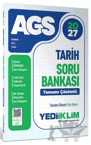 2027 MEB AGS Tarih Tamamı Çözümlü Soru Bankası – Kolektif – Yediiklim Yayınları kitap kapağı