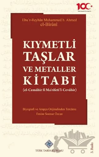 Kıymetli Taşlar ve Metaller Kitabı – Ebu Reyhan Muhammed bin Ahmed el-Biruni – Türk Tarih Kurumu Yayınları kitap kapağı
