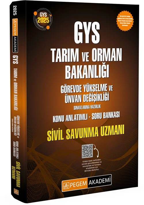 2025 GYS Tarım ve Orman Bakanlığı Görevde Yükselme Sınavlarına Hazırlık Konu Anlatımlı Soru Bankası - SİVİL SAVUNMA UZMANI – SİVİL SAVUNMA UZMANI – Pegem Akademi Yayıncılık kitap kapağı