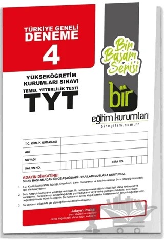 TYT Türkiye Geneli Deneme 4 – Kolektif – Bir Eğitim Kurumları kitap kapağı