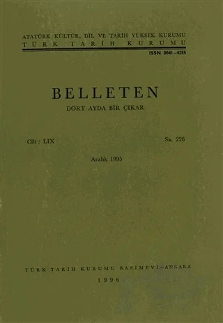 Belleten Sayı: 226 Cilt: 59 – Türk Tarih Kurumu Yayınları kitap kapağı