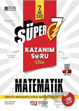 Süper 7 Matematik Kazanım Soru Kitabı – Barış Tazecan, Burak Muslu – Nitelik Yayınları kitap kapağı