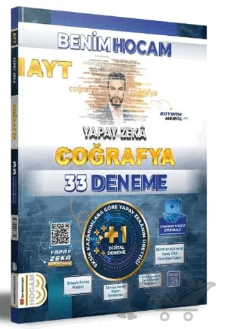 AYT Yapay Zekâ Coğrafya 33 Denemea – Bayram Meral – Benim Hocam Yayınları kitap kapağı