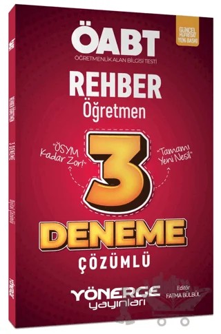 ÖABT Rehber Öğretmen 3 Deneme Çözümlü – Fatma Bülbül – Yönerge Yayınları kitap kapağı