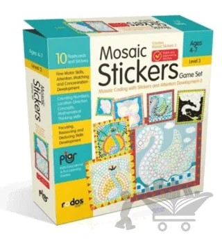 Mosaic Stickers Game Set - Mosaic Coding with Stickers and Attention Development-3 - Level 3 - Ages 4-7 – Kolektif – Piar Kids kitap kapağı