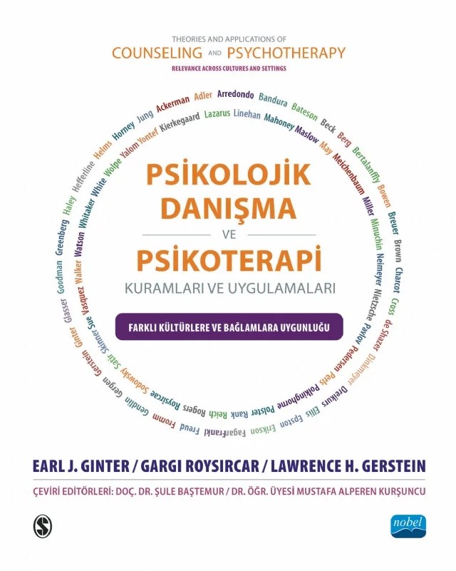 PSİKOLOJİK DANIŞMA VE PSİKOTERAPİ KURAMLARI VE UYGULAMALARI - Farklı Kültürlere ve Bağlamlara Uygunluğu / Theories and Applications of Counseling and Psychotherapy Relevance Across Cultures and Settings – Earl J. Ginter, Gargi Roysircar, Lawrence H. Gerstein – Nobel Akademik Yayıncılık kitap kapağı