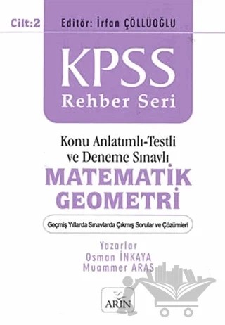 KPSS Rehber Seri - Matematik Geometri Cilt: 2 – Osman İnkaya – Arın Yayınları kitap kapağı