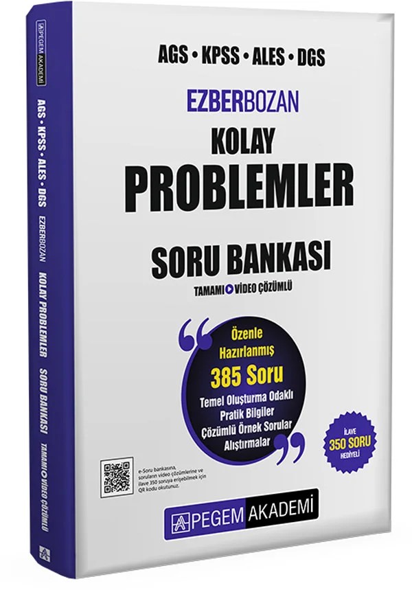 AGS KPSS ALES DGS Ezberbozan Kolay Problemler Tamamı Video Çözümlü Soru Bankası – Pegem Akademi Yayıncılık kitap kapağı