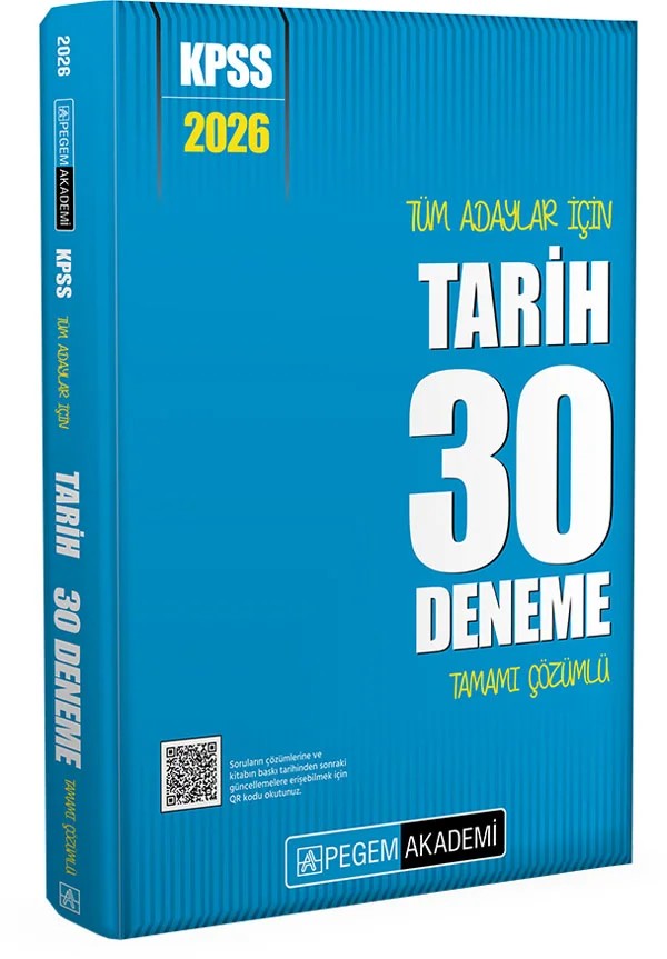 2026 KPSS Tüm Adaylar İçin Tarih 30 Deneme Tamamı Çözümlü – Pegem Akademi Yayıncılık kitap kapağı