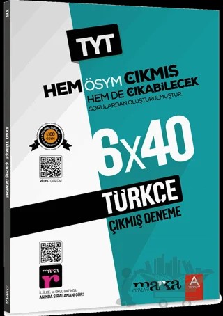 TYT Türkçe ÖSYM Çıkmış ve Çıkabilecek Sorulardan Oluşturulmuş 6 Deneme Sınavı Tamamı Video Çözümlü – Kolektif – Marka Yayınları kitap kapağı