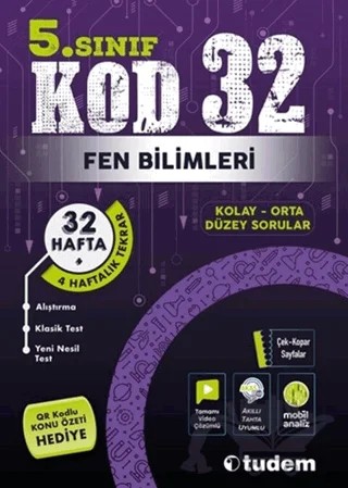 5. Sınıf Fen Bilimleri Kod 32 Tekrar Testleri – Kolektif – Tudem Yayınları - Bayilik kitap kapağı