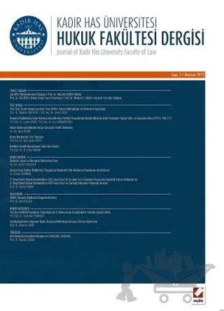 Kadir Has Üniversitesi Hukuk Fakültesi Dergisi Cilt: 1 Sayı: 1 Haziran 2013 – Seçkin Yayıncılık kitap kapağı
