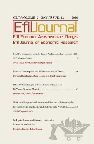 Efil Ekonomi Araştırmaları Dergisi Cilt: 3 Sayı: 12 2020 – Efil Journal Dergisi kitap kapağı