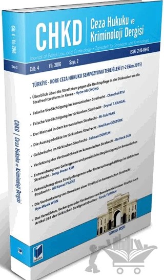 Ceza Hukuku ve Kriminoloji Dergisi Cilt:4 Yıl:2016 Sayı:2 – Adalet Yayınevi kitap kapağı