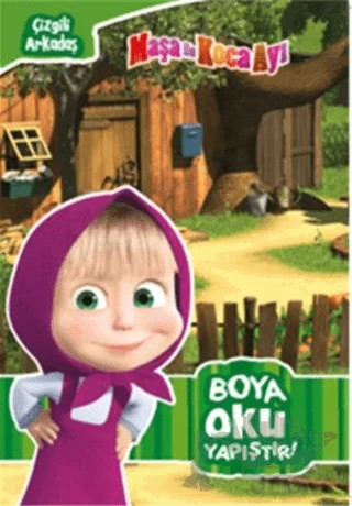 Maşa ile Koca Ayı - Boya Oku Yapıştır! – Kolektif – Doğan Egmont Yayıncılık kitap kapağı