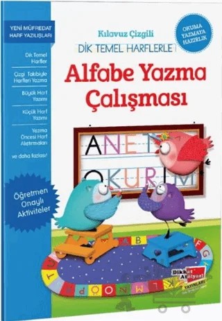 Kılavuz Çizgili Dik Temel Harflerle Alfabe Yazma Çalışması – Kolektif – Dikkat Atölyesi Yayınları kitap kapağı