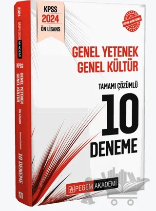 2024 KPSS Genel Yetenek Genel Kültür Önlisans Tamamı Çözümlü 10 Deneme – Kolektif – Pegem Akademi Yayıncılık kitap kapağı