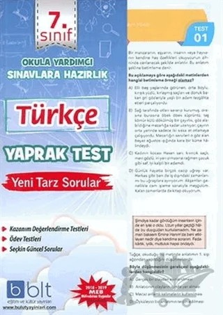 7. Sınıf Türkçe Yaprak Test – Kolektif – Bulut Eğitim ve Kültür Yayınları kitap kapağı