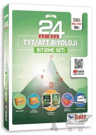 24 Adımda TYT AYT Biyoloji Bitirme Seti – Kolektif – Sınav Yayınları kitap kapağı