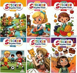 Neşeli Sticker Boyama Kitabı (6 Kitap) – Ali Ünlü – Atlı Karınca Yayınları kitap kapağı