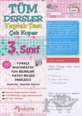 3. Sınıf Tüm Dersler Yaprak Test Çek Kopar – Kolektif – Faktör Yayınları kitap kapağı