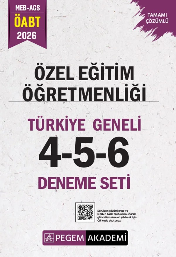 2026 MEB AGS ÖABT Özel Eğitim Öğretmenliği Tamamı Çözümlü Türkiye Geneli 4-5-6 (3'lü Deneme Seti) – 6 (3'lü Deneme Seti) – Pegem Akademi Yayıncılık kitap kapağı
