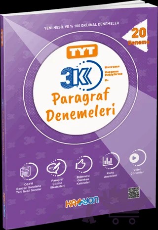 TYT 3 K Paragraf Denemeleri (20 Deneme) – Kolektif – Katyon Yayınları kitap kapağı
