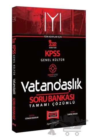 2022 KPSS Hedef Serisi IYI Genel Kültür Vatandaşlık Tamamı Çözümlü Soru Bankası Yargı Yayınları – Emine Maşa – Yargı Yayınevi kitap kapağı