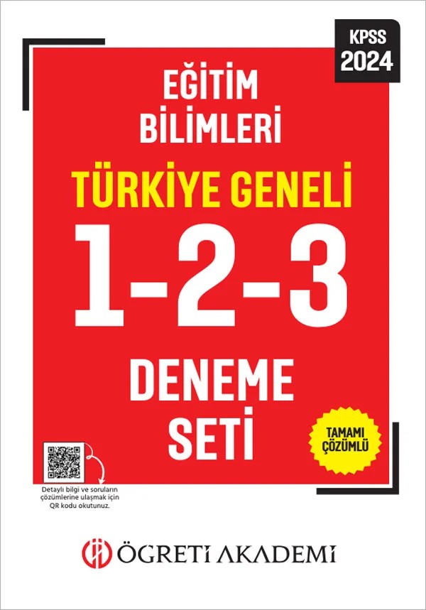 Öğreti Akademi 2024 KPSS Eğitim Bilimleri Tamamı Çözümlü Türkiye Geneli 1-2-3 (3'lü Deneme Seti) – Kolektif – Öğreti Akademi kitap kapağı