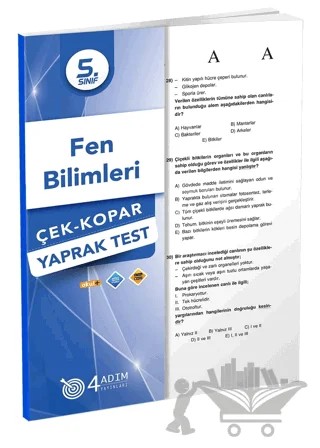5. Sınıf Fen Bilimleri Yaprak Test – Kolektif – 4 Adım Yayınları kitap kapağı