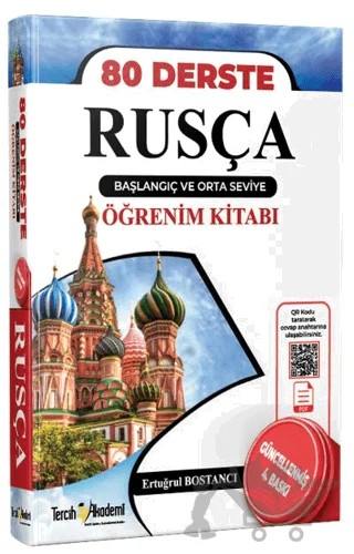 80 Derste Rusça Başlangıç ve Orta Seviye Öğrenim Kitabı – Ertuğrul Bostancı – Tercih Akademi Yayınları kitap kapağı