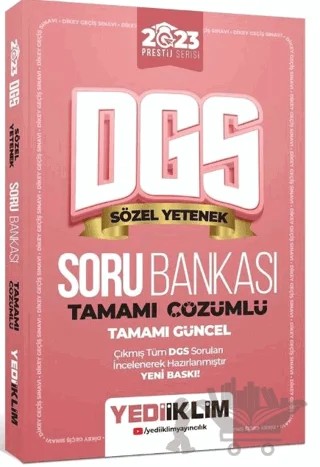 2023 Prestij Serisi DGS Sözel Yetenek Tamamı Çözümlü Soru Bankası – Kolektif – Yediiklim Yayınları kitap kapağı