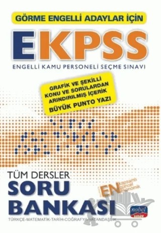 Görme Engelli Adaylar İçin EKPSS Tüm Dersler Soru Bankası – Kolektif – Nobel Sınav Yayınları kitap kapağı