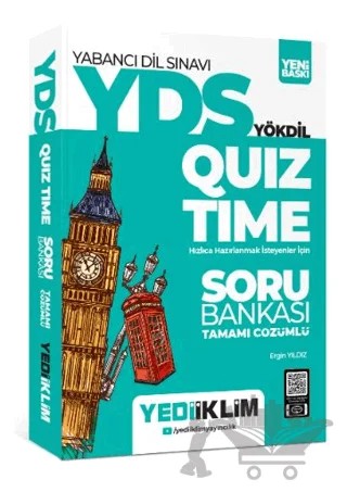 YDS - YÖKDİL Quiz Time Tamamı Çözümlü Soru Bankası – Ergin Yıldız – Yediiklim Yayınları kitap kapağı