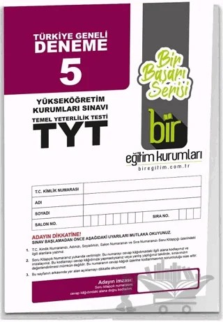 TYT Türkiye Geneli Deneme Sınavı 5 – Kolektif – Bir Eğitim Kurumları kitap kapağı