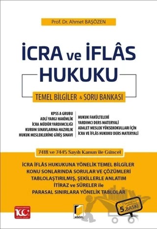İcra ve İflas Hukuku Ders Notu - Soru Bankası – Ahmet Başözen – Adalet Yayınevi kitap kapağı